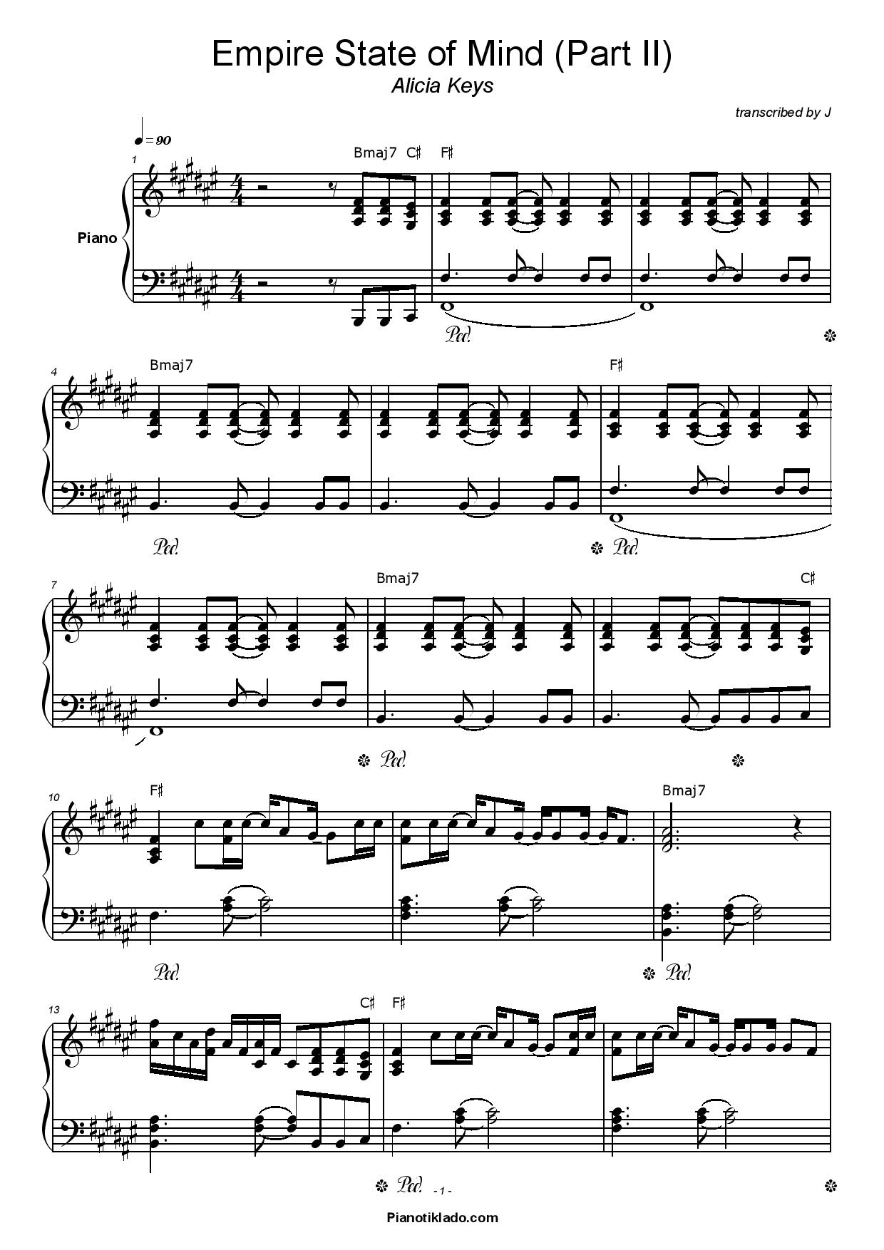 empire state of mind part 2 piano sheet music